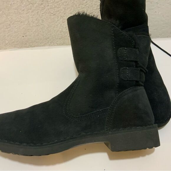 Ugg Naiyah Lace Back Genuine Shearling Boot Black Suede Size 7/38 1020144 - Picture 9 of 14